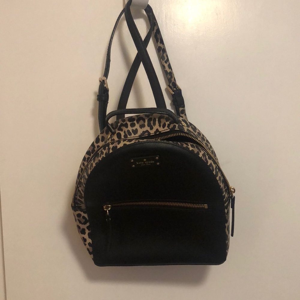 Kate Spade MINI Black and animal print BACKPACK LEATHER
